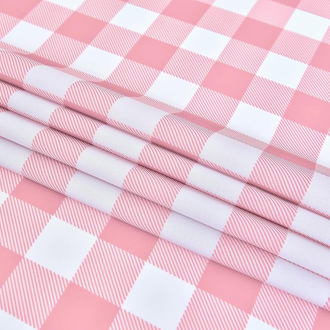 Waterproof Plaid Tablecloth Fabric - Round 25 Inch Classic Gingham Checker Table Cloth for Indoor/Outdoor Use - Buffalo Table Cover for Picnics, BBQs, and Parties