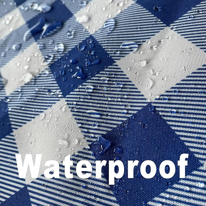 Waterproof Plaid Tablecloth Fabric - Round 120 Inch Classic Gingham Checker Table Cloth for Indoor/Outdoor Use - Buffalo Table Cover for Picnics, BBQs, and Parties