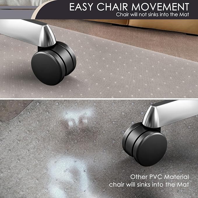 Kuyal Office Chair Mat for Carpet, 36x48 Clear Heavy Duty Computer Chair Mat with Lip, Under Desk Protector Carpeted Floors Mat, Easy Chair Movement,Ship Flat
