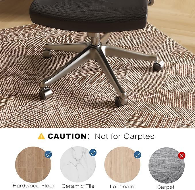 Office Chair Mat for Hardwood & Tile Floor, 40" x 55" Desk Chair Mat for Rolling Chairs, Anti-Slip Under Desk Rug Floor Protector for Home Office, Washable Area Rug for Living Room, Brown