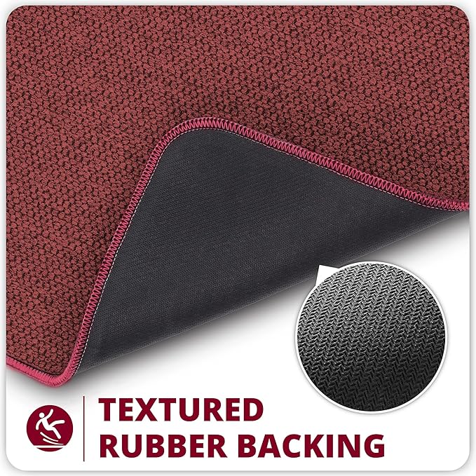 Bath Mat,Ultra Thin Bathroom Rugs,Rubber Bath Mats for Bathroom,No Slip Bath Rugs,Quick Dry,Machine Washable,Low Pile,Absorbent,Shower Outside,Sink,Home Decor Accessories.Red,1'8"x2'8"(20x32inch)