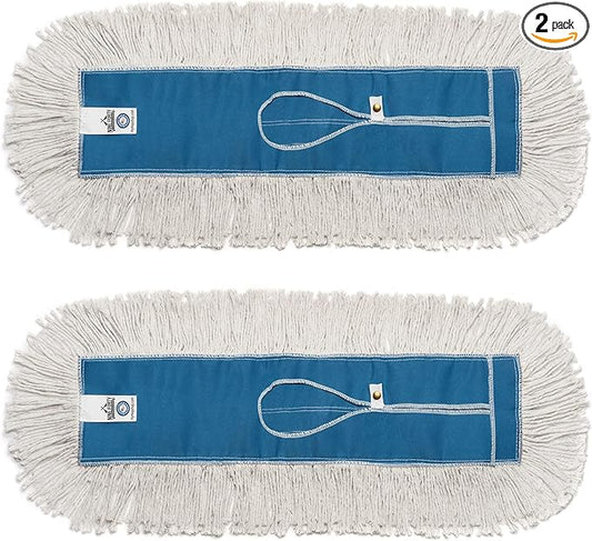 Nine Forty Industrial-Grade 18x5 Cotton Dust Mop Head Refills, Perfect Replacement for Busy Home, Gym, Industrial and Commercial Spaces, Heavy-Duty Mop for Janitorial & Housekeeping Needs - 2 Pack