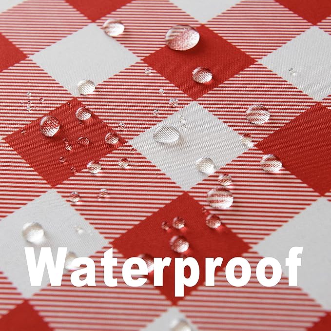 Waterproof Plaid Tablecloth Fabric - Round 120 Inch Classic Gingham Checker Table Cloth for Indoor/Outdoor Use - Buffalo Table Cover for Picnics, BBQs, and Parties