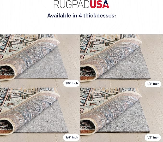 RUGPADUSA - Dual Surface - 2'6" x 7' - 3/8" Thick - Felt + Rubber - Enhanced Non-Slip Rug Pad - Adds Comfort and Protection - for Hard Surface Floors