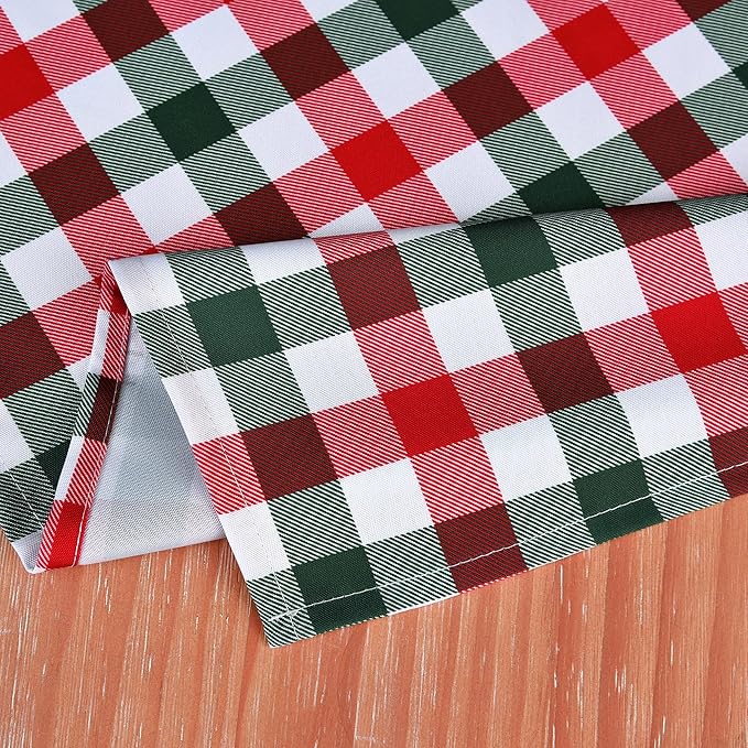 Red Gingham Christmas Plaid Tablecloth - Rectangular 58x102 Inch Water Resistant Table Cloth for Indoor/Outdoor Use - Holiday Table Cover for Kitchen, Picnics, and Parties
