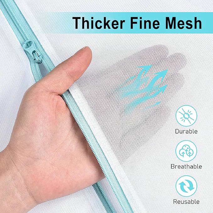 OTraki Mesh Washing Bags for Laundry 2 Pack 16 x 20 Inch Medium Mesh Bag Laundry Washer Delicates Lingerie Wash Machine Net Zipper Bag Heavy Duty Home Dorm Hotel Travel Storage Organizer, White