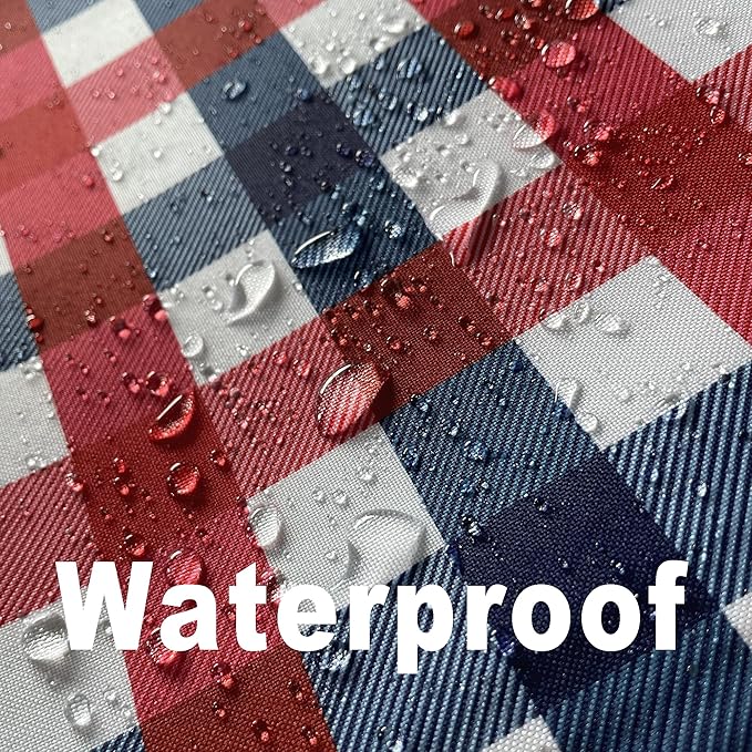 Classic Gingham 4th of July Tablecloth Fabric - Oblong 58x144 Inch Patriotic Party Table Cloth for Indoor Outdoor - American Theme Table Cover for Picnics and Parties