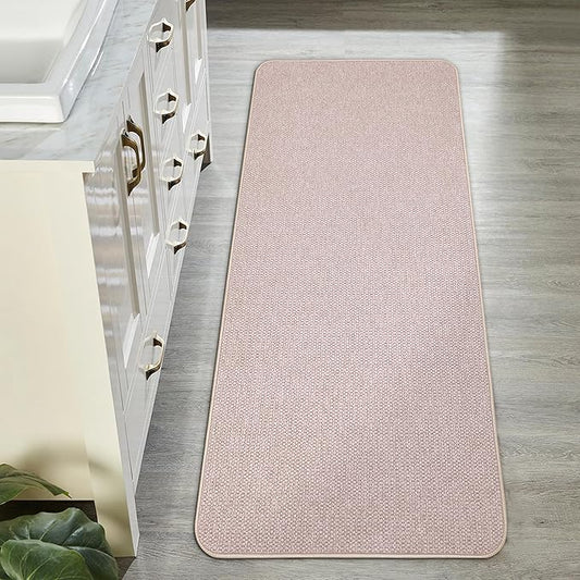 Bath Mat,Ultra Thin Bathroom Runner Rugs,Large Bath Mats for Bathroom,Quick Dry,Non-Slip,Machine Washable,Low Pile,Bath Rug,Shower Outside,Sink,Home Decor Accessories.Beige,1'5"x4'11"（17x59inch）