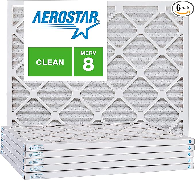 Aerostar 8x14x1 MERV 8, Pleated Air Filter, 8x14x1, Box of 6, Made in the USA